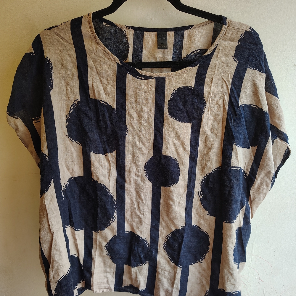 Chic Navy and Beige Women's Blouse